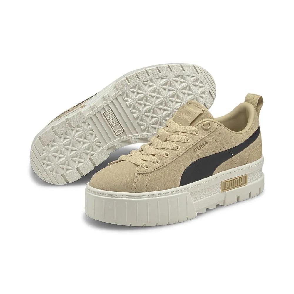 Puma Mayze Infuse platform sneakers in pebble Tan and Black